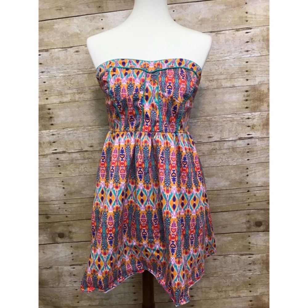 Anthropologie Strapless Dress Flying Tomato Lg